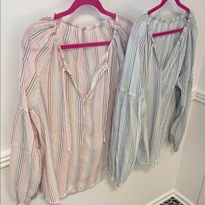 Striped Blouse Set in Pastel Shades